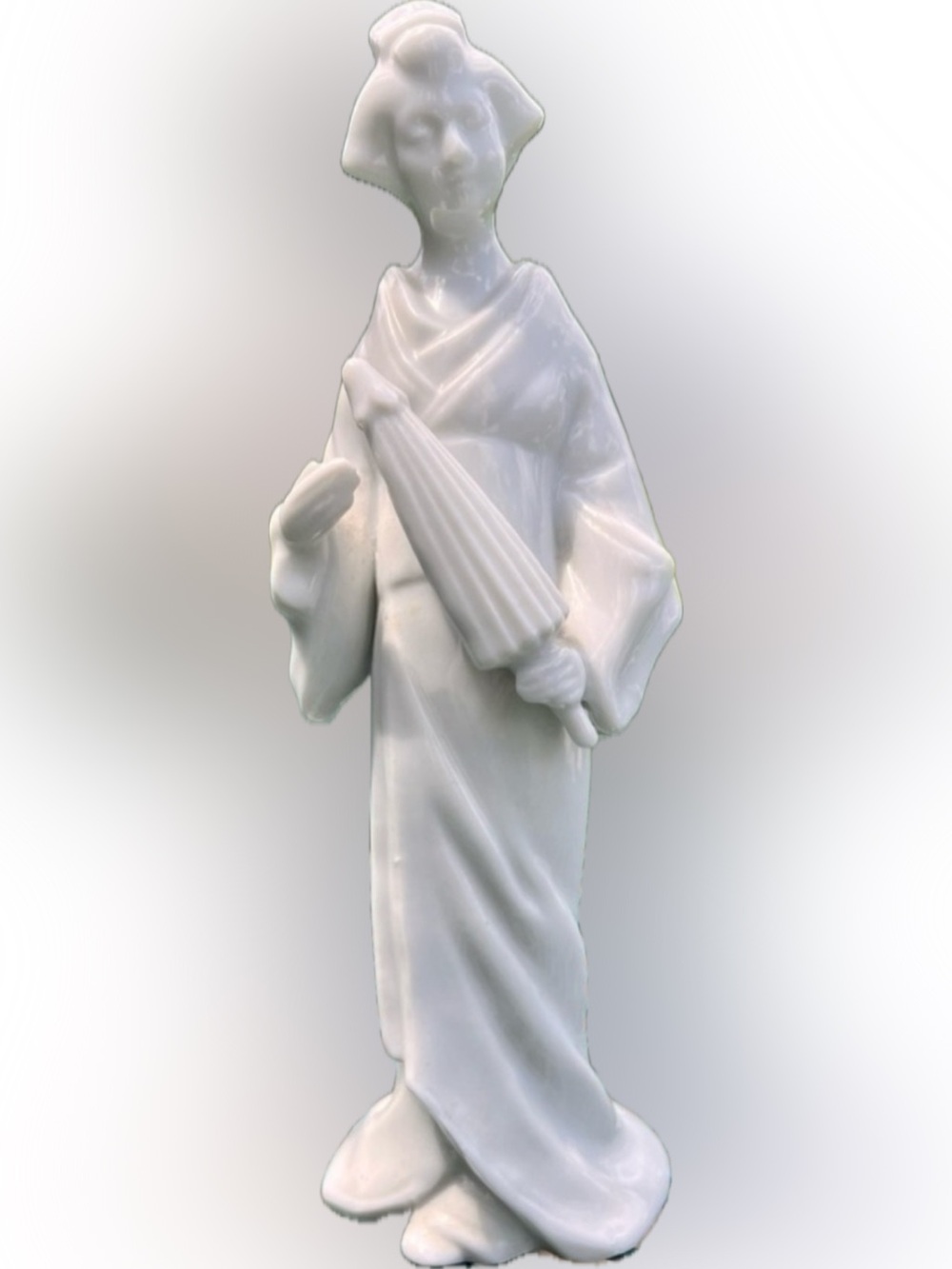 Vintage White Porcelain Geisha Figurine 7.5” - Japanese Decor Blanc de Chine